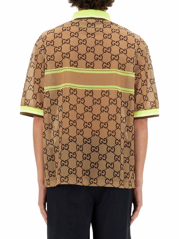 GG Print Polo Shirt Beige Ebony - GUCCI - BALAAN 4