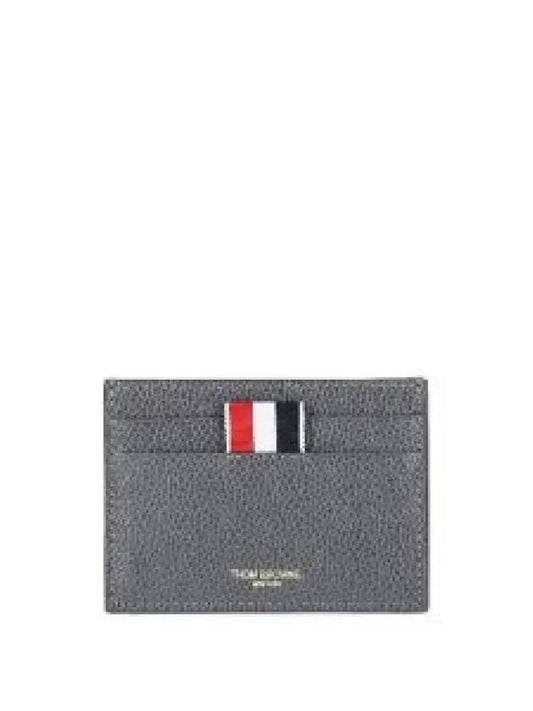 Stripe Note Compartment Pebble Grain Leather Card Wallet Grey - THOM BROWNE - BALAAN 2