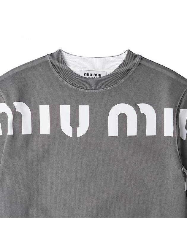 Print Cropped Short Sleeve T-Shirt Grey - MIU MIU - BALAAN 4