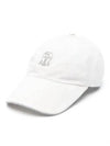 Embroidered Logo Curved Peak Ball Cap White - BRUNELLO CUCINELLI - BALAAN 2