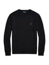 Embroidered Pony Logo Crew Neck Cotton Knit Top Black - POLO RALPH LAUREN - BALAAN 3