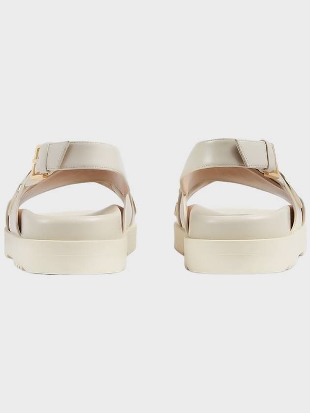 Gold Logo Leather Sandals White - GUCCI - BALAAN 5