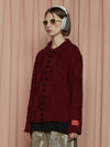 Button Argyle Knit Jacket Wine - UNALLOYED - BALAAN 3