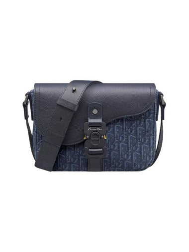 Saddle Small Flap Grained Calfskin Messenger Bag Navy - DIOR - BALAAN 1