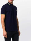 Men's Two Line Wappen Patch Cotton Short Sleeve Polo Shirt Navy - STONE ISLAND - BALAAN 3