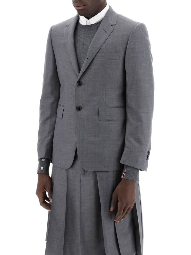 Super 120S Wool Twill Single Breasted Classic Jacket Grey - THOM BROWNE - BALAAN 5