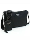 triangle logo leather shoulder bag black - PRADA - BALAAN 2