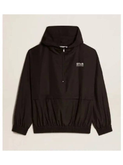 Men's Back Logo Hooded Windbreaker Black - GOLDEN GOOSE - BALAAN 2