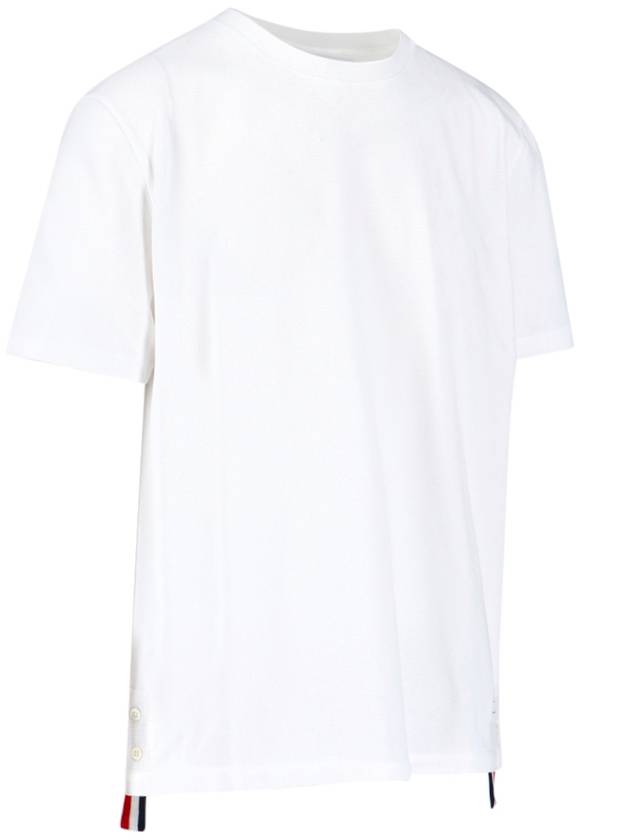 Men's Center Back Striped Short Sleeve T-Shirt White - THOM BROWNE - BALAAN 4