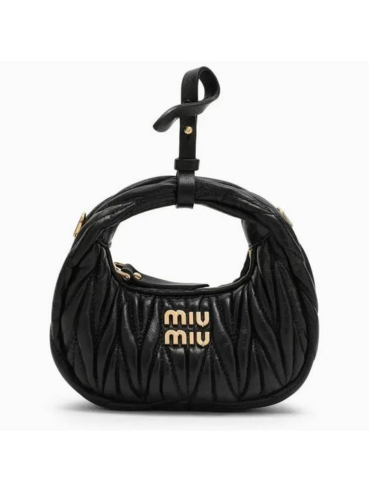 Wander Matelasse Micro Nappa Leather Hobo Mini Bag Black - MIU MIU - 1