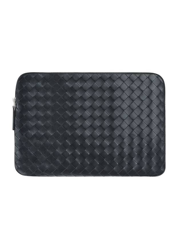 Getaway Intrecciato Leather Clutch Bag Black - BOTTEGA VENETA - BALAAN 1