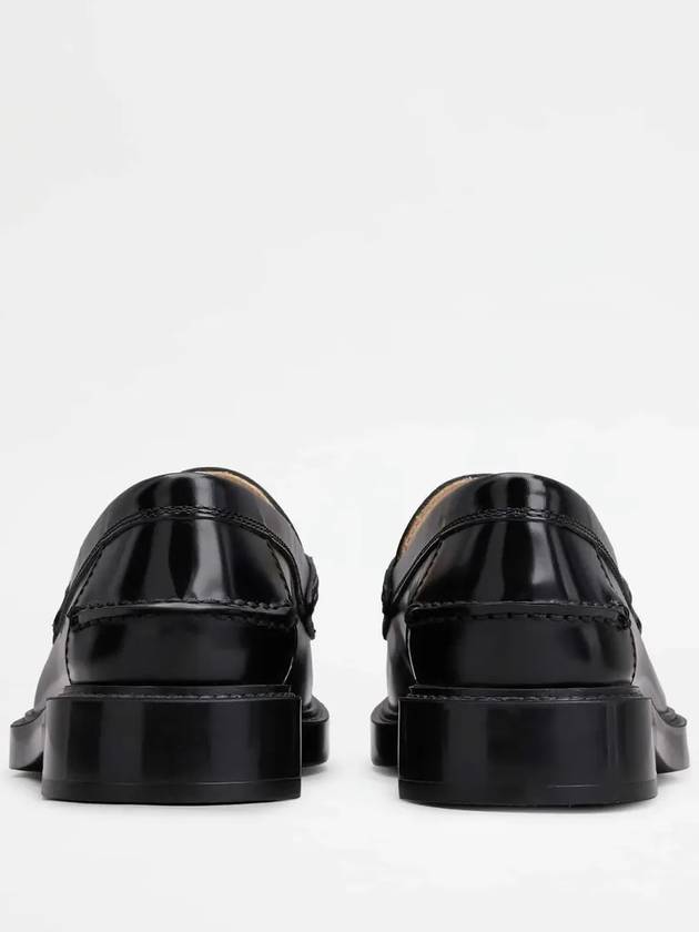 Brushed Leather Chain Loafers Black - TOD'S - BALAAN 4