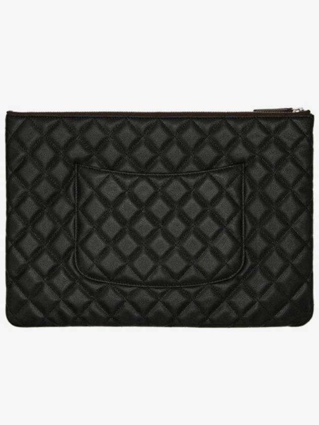 Large Classic Caviar Silver Logo Clutch Bag Black - CHANEL - BALAAN 3