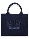 Logo Denim Tote Bag Navy - GANNI - BALAAN 2