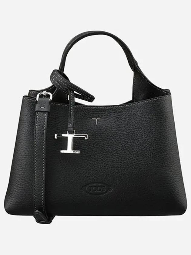 Logo Charm Leather Micro Tote Bag Black - TOD'S - BALAAN 2