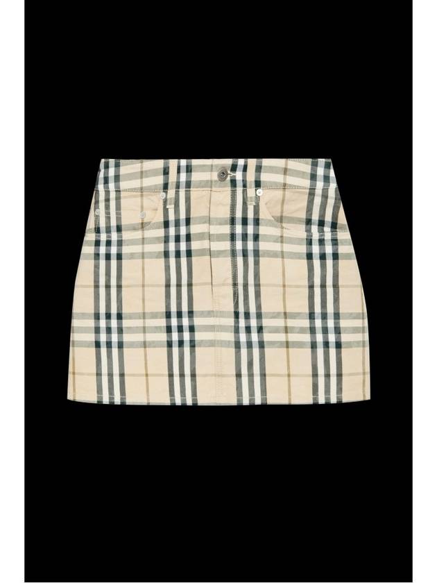 Check Denim Mini H-Line Skirt Grain - BURBERRY - BALAAN 6