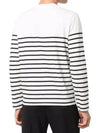 Men's Heart Logo Striped Long Sleeve T-Shirt White Black - AMI - BALAAN 5