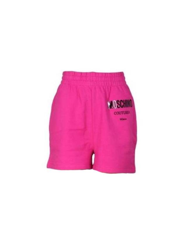 Women's Vinyl Logo Print Shorts Pink - MOSCHINO - BALAAN 1