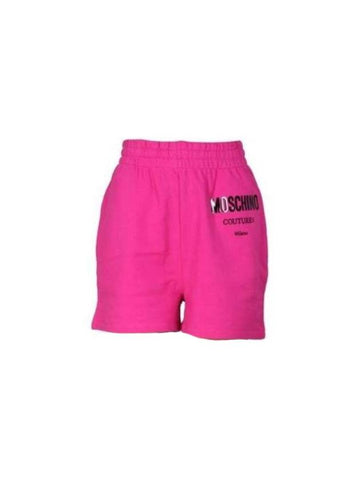 Women's Vinyl Logo Print Shorts Pink - MOSCHINO - BALAAN 1