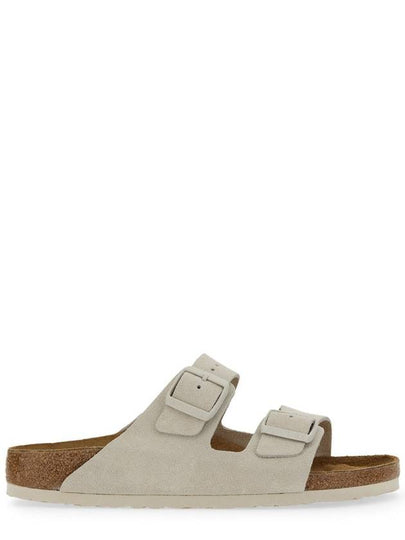 Arizona Suede Leather Slippers Antique White - BIRKENSTOCK - BALAAN 2