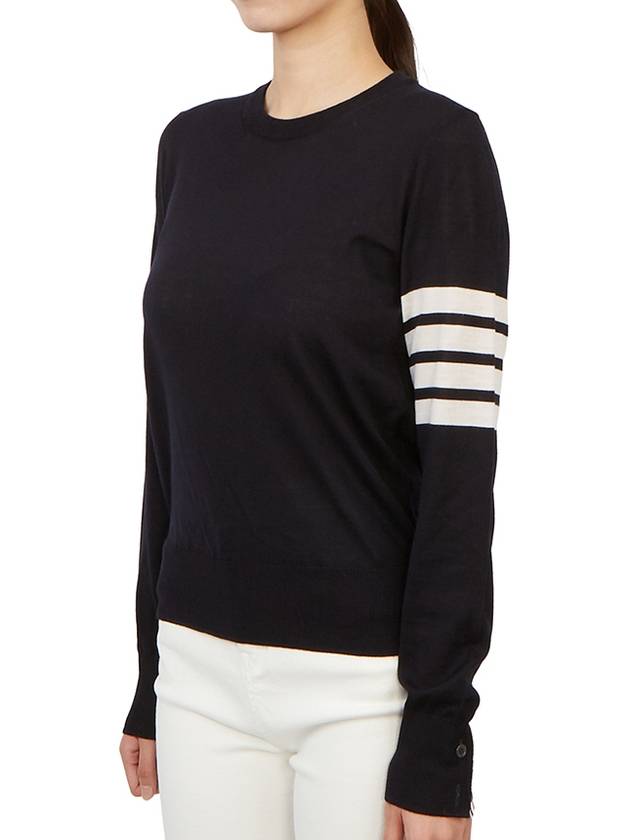 4-Bar Merino Jumper Wool Knit Top Navy - THOM BROWNE - BALAAN 3