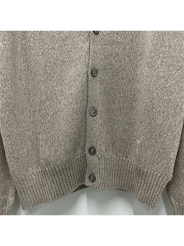 Heart Logo V-Neck Cashmere Cardigan Heather Champagne - AMI - BALAAN 6