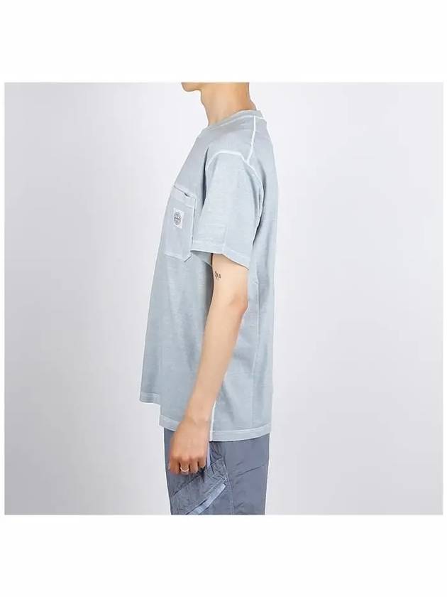 Fissato Treatment Organic Cotton Short Sleeve T-Shirt Blue - STONE ISLAND - BALAAN 4