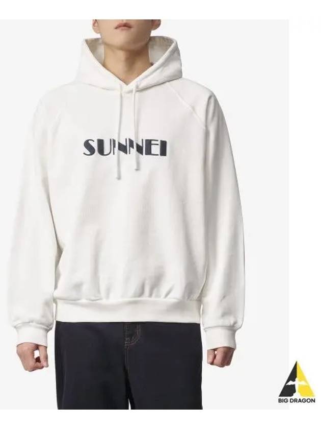 Embroidered Logo Drawstring Hoodie White - SUNNEI - BALAAN 2