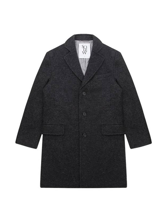 Men's Wool 3 Button Single Coat Gray SW22ICO01GE - SOLEW - BALAAN 2