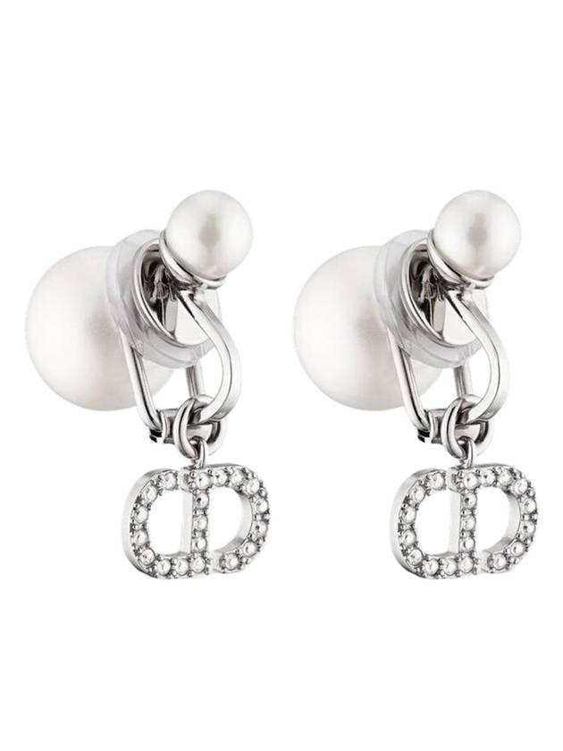 Tribales Clip On Resin Pearl Earrings Silver - DIOR - BALAAN 1