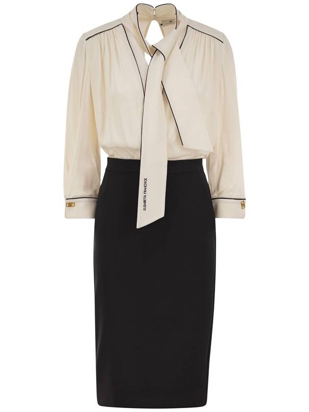 Georgette and crepe dress with piping - ELISABETTA FRANCHI - BALAAN 1