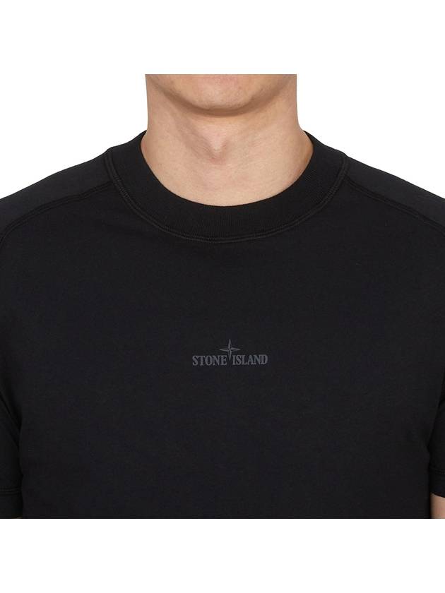 Logo Crew Neck Short Sleeve T-Shirt Black - STONE ISLAND - BALAAN 6