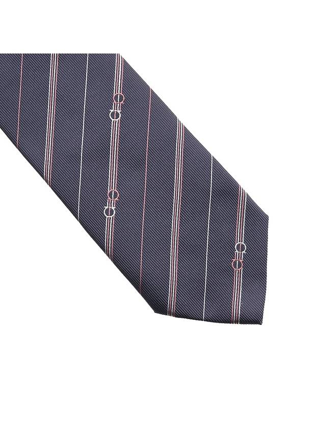 Ferragamo Men's Sprite Gancini Silk Tie 35 0802 BLACK LOGHI RED 0757661 - SALVATORE FERRAGAMO - BALAAN 5