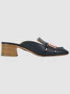 Women's Calf Leather Striped Enamel Strap Mule Heels Black - THOM BROWNE - BALAAN.