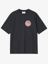 Heart Logo Patch Short Sleeve T-Shirt Dark Grey - AMI - BALAAN 3