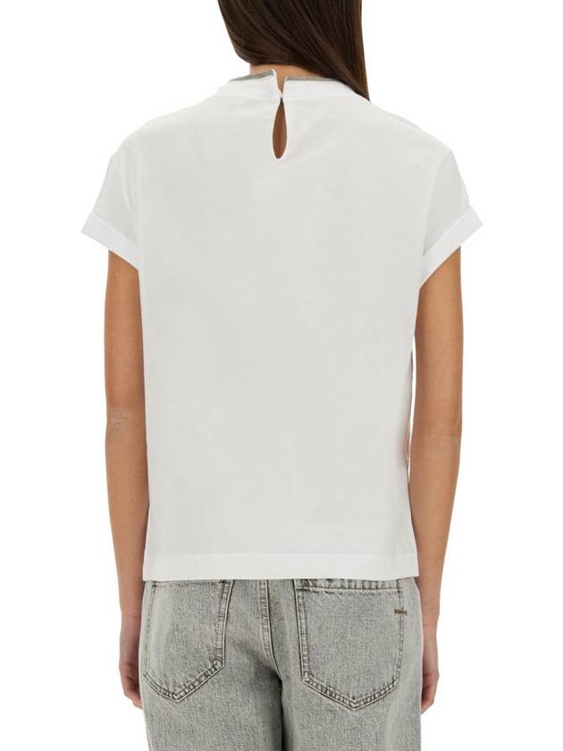 Crew Neck Turn-Up Sleeve Short Sleeve T-Shirt White - BRUNELLO CUCINELLI - BALAAN 4