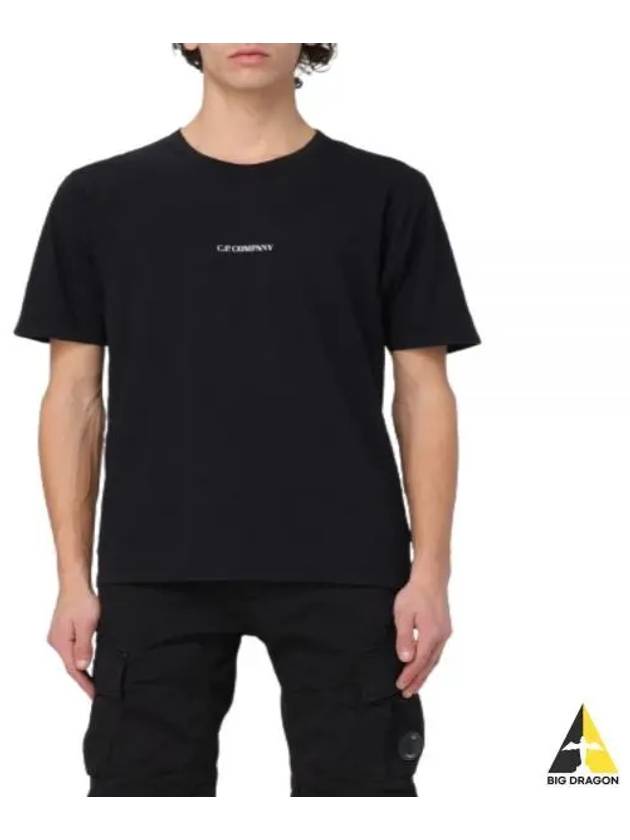 24/1 Jersey Garment Dyed Logo Short Sleeve T-Shirt Black - CP COMPANY - BALAAN 2