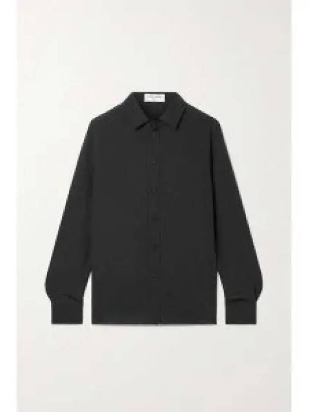 Basic Slim Fit Silk Shirt Black - SAINT LAURENT - BALAAN 2