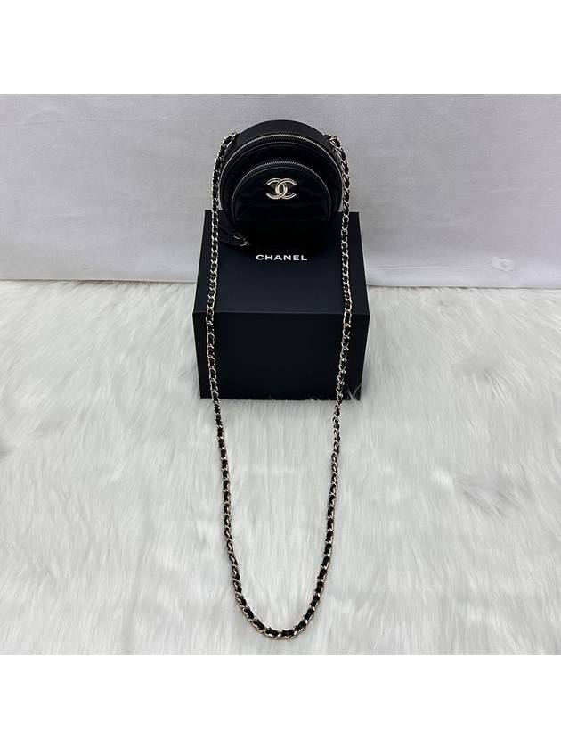 24 Years Women s Vanity Round Mini Bag Cross Black Silver LUX2407021 - CHANEL - BALAAN 8