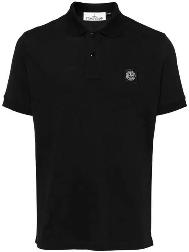 Logo Patch Polo Shirt Black - STONE ISLAND - BALAAN 2