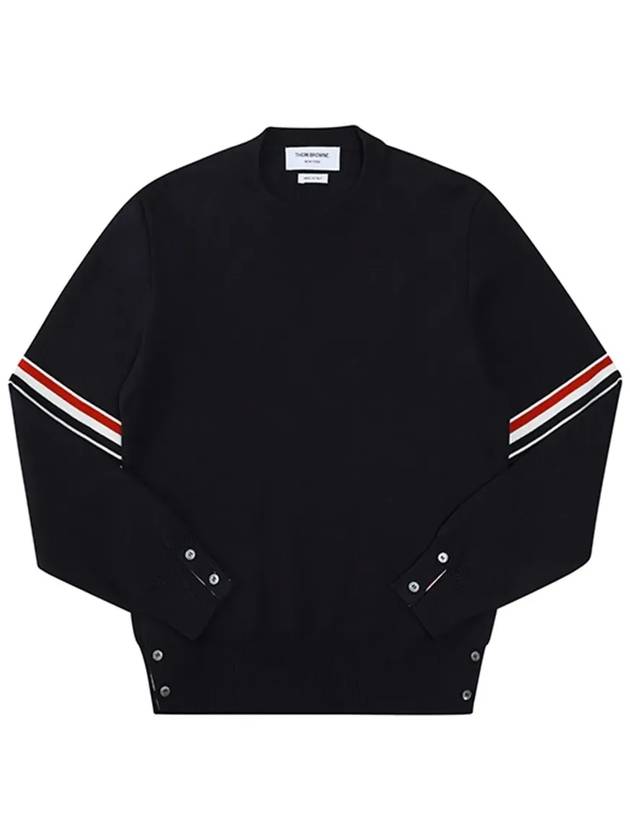 Men's Milan Stitch Armband Crew Neck Knit Top Navy - THOM BROWNE - BALAAN 5