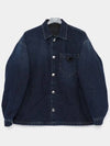 Triangle Logo Padded Denim Long Sleeve Shirt Navy - PRADA - BALAAN 2