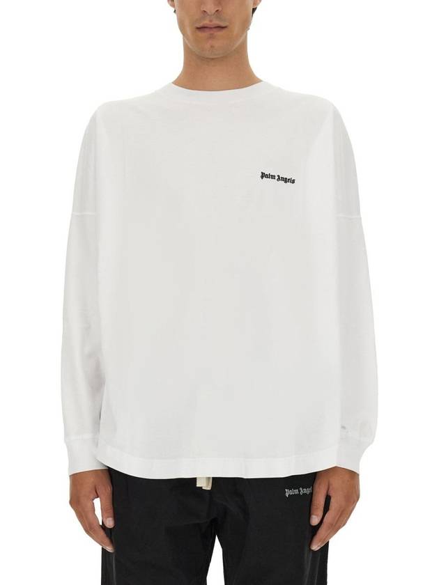 Classic Logo Embroidered Long Sleeve T-Shirt White PMAB001F23JER0010110 - PALM ANGELS - BALAAN 2