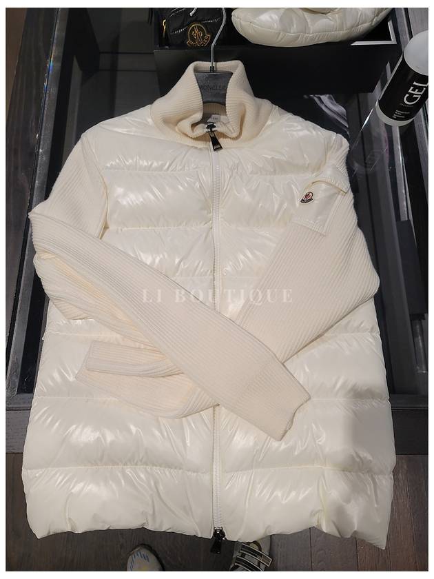 Merino Wool Padded Cardigan White - MONCLER - BALAAN 8