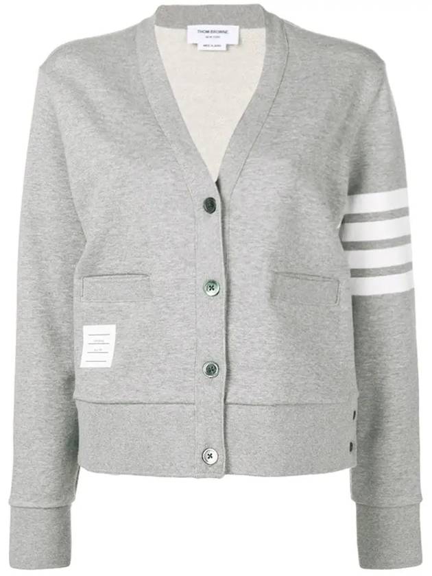 4-Bar Loopback Jersey Cardigan Light Grey - THOM BROWNE - BALAAN 3