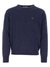 ORB Embroidered Crew Neck Knit Top Blue - VIVIENNE WESTWOOD - BALAAN 1