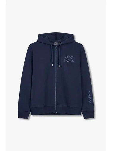 Men s embossed AX logo hooded zip up navy - ARMANI EXCHANGE - BALAAN 1