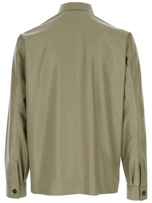 'Lush' Green Shirt With Classic Collar And Contrasting Buttons In Leather Man - ARMA - BALAAN 2