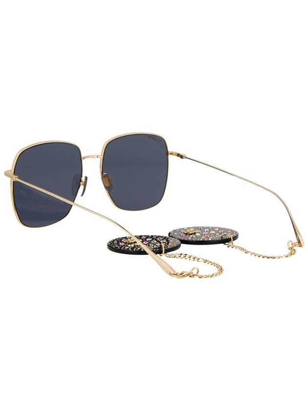 Eyewear Metal Chain Crystal Disco Ball Pendant Sunglasses Black Gold - GUCCI - BALAAN 5