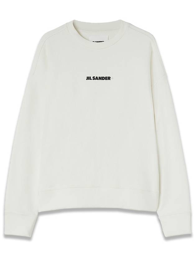 Men's Plus Logo Cotton Sweatshirt White - JIL SANDER - BALAAN 2